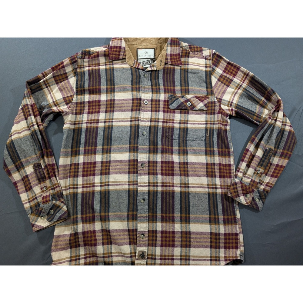 Legendary Whitetails Buck Camp Flannel Shirt Mens LT Tall Plaid Cotton Burgundy